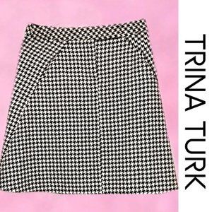 TRINA TURK Houndstooth Wool Skirt 6 Alabama